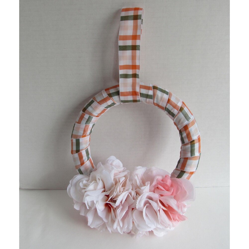 Small Decorative Lightweight Spring Wreath Ribbon and Flowers with Ribbon Hanger